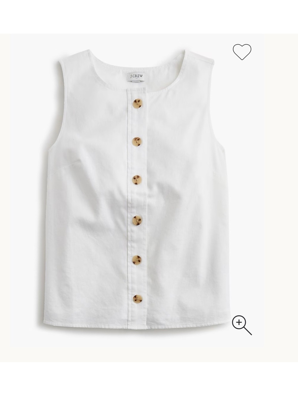 J.Crew Sleeveless White Linen Cotton Blend Button-Up Tank Top XS